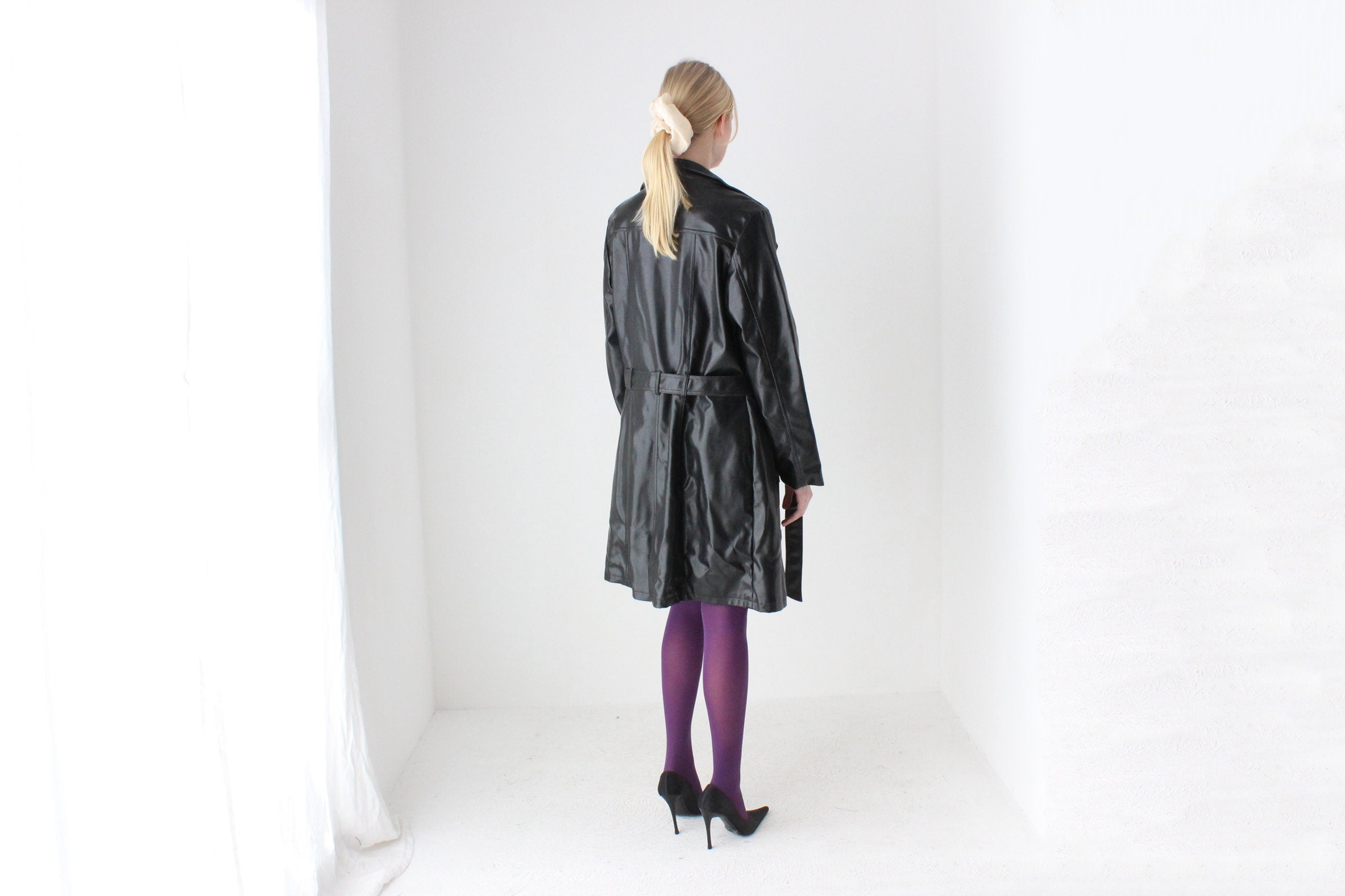 Y2K PVC Vegan Patent Trench Coat