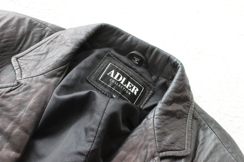 90s Adler Softest Lambskin Leather Classic Minimal Button Up Coat