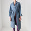 70s Sky Blue Suede Look Belted Trench Coat