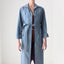 70s Sky Blue Suede Look Belted Trench Coat