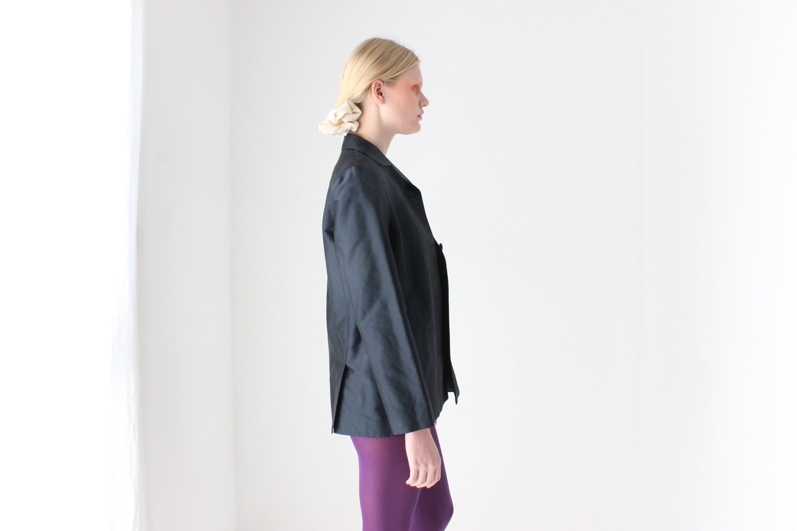 2000s Italian Made Silk Blend Boxy Minimal Jacket