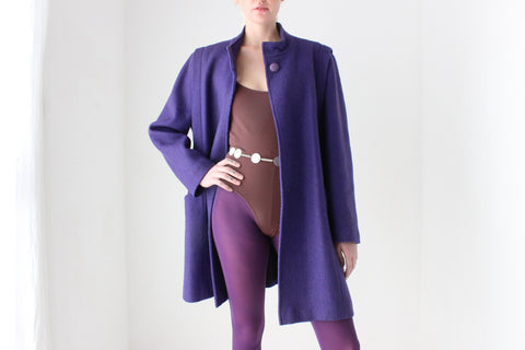 80s Royal Purple Wool Blend Dramatic Bold Coat