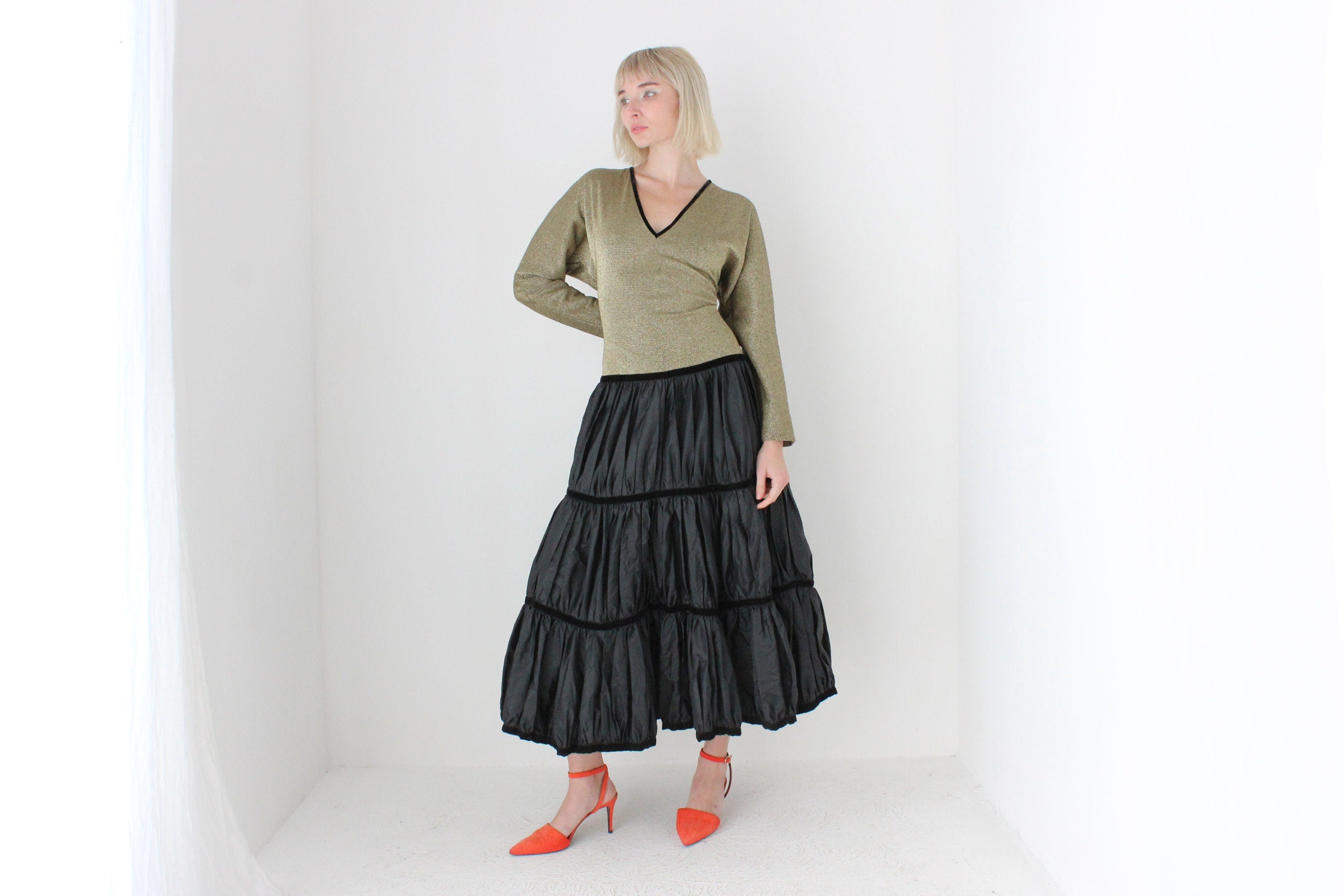 80s 'Oblique' Australian Made Lurex & Taffeta Puff Dress