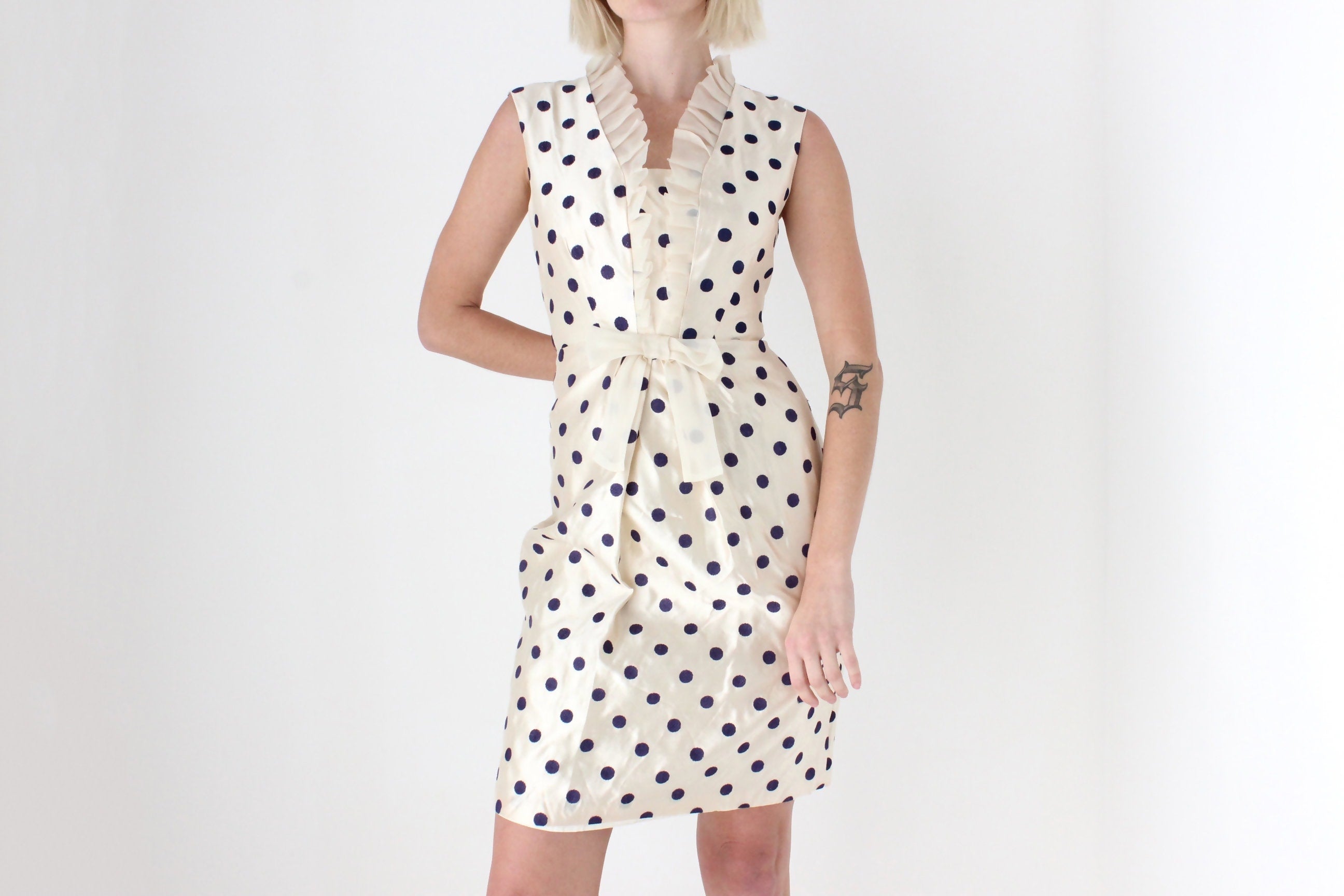 2000s Alannah Hill Silk & Polka Dot Ruffle Dress