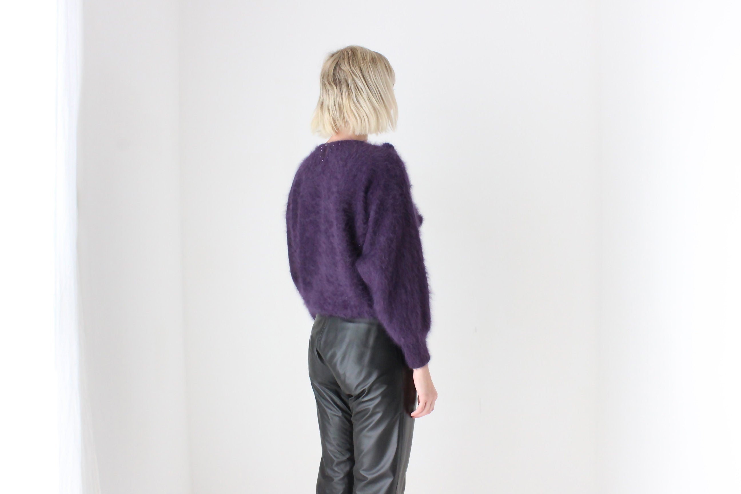 80s Softest Aubergine Angora Sweater