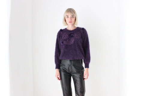 80s Softest Aubergine Angora Sweater