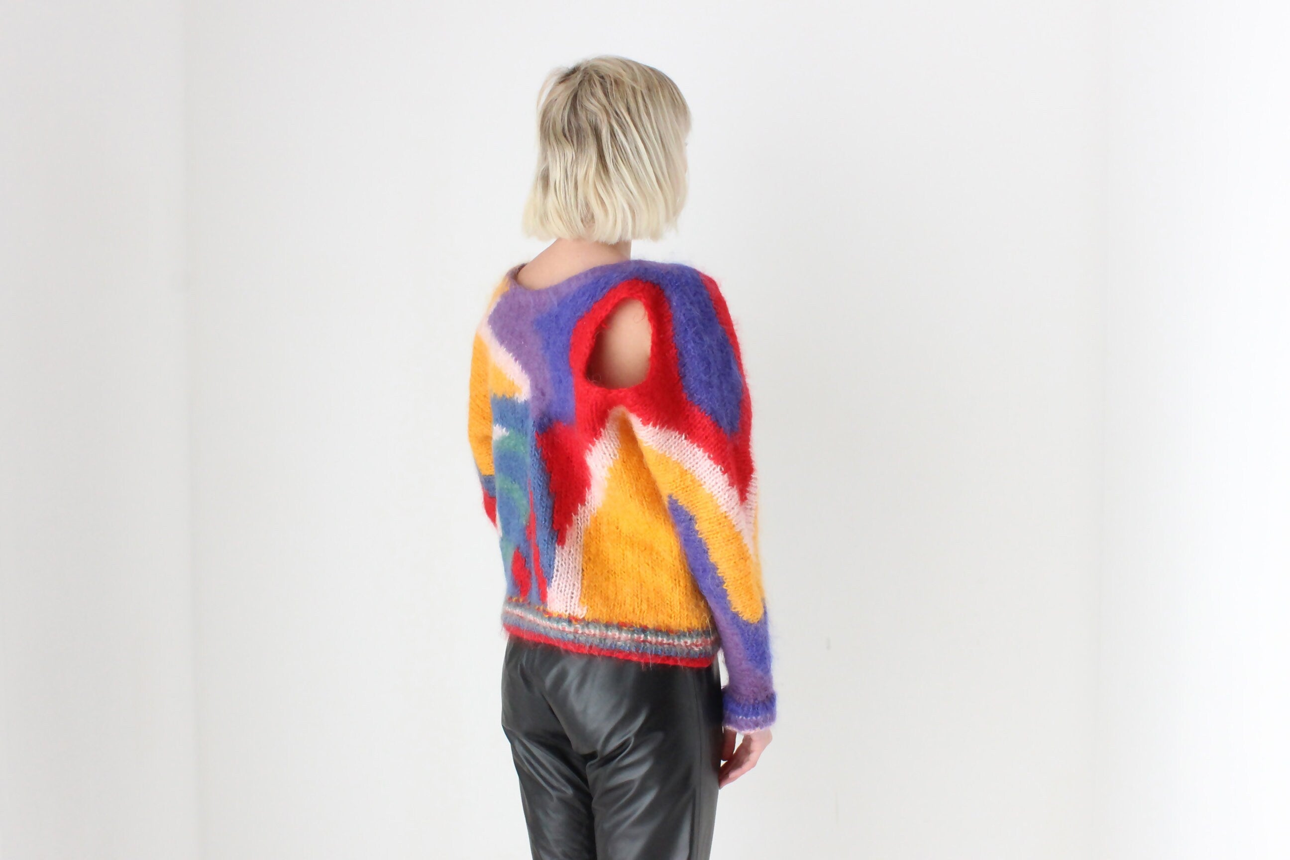 80s Hand Made Abstract Cut Out MOHAIR & WOOL Sweater
