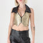 80s Glitter Metallic Lamé Zip Front Collared Bustier
