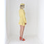 70s Hand Knit Lemon Yellow Mini Dress w/ Matching Beret