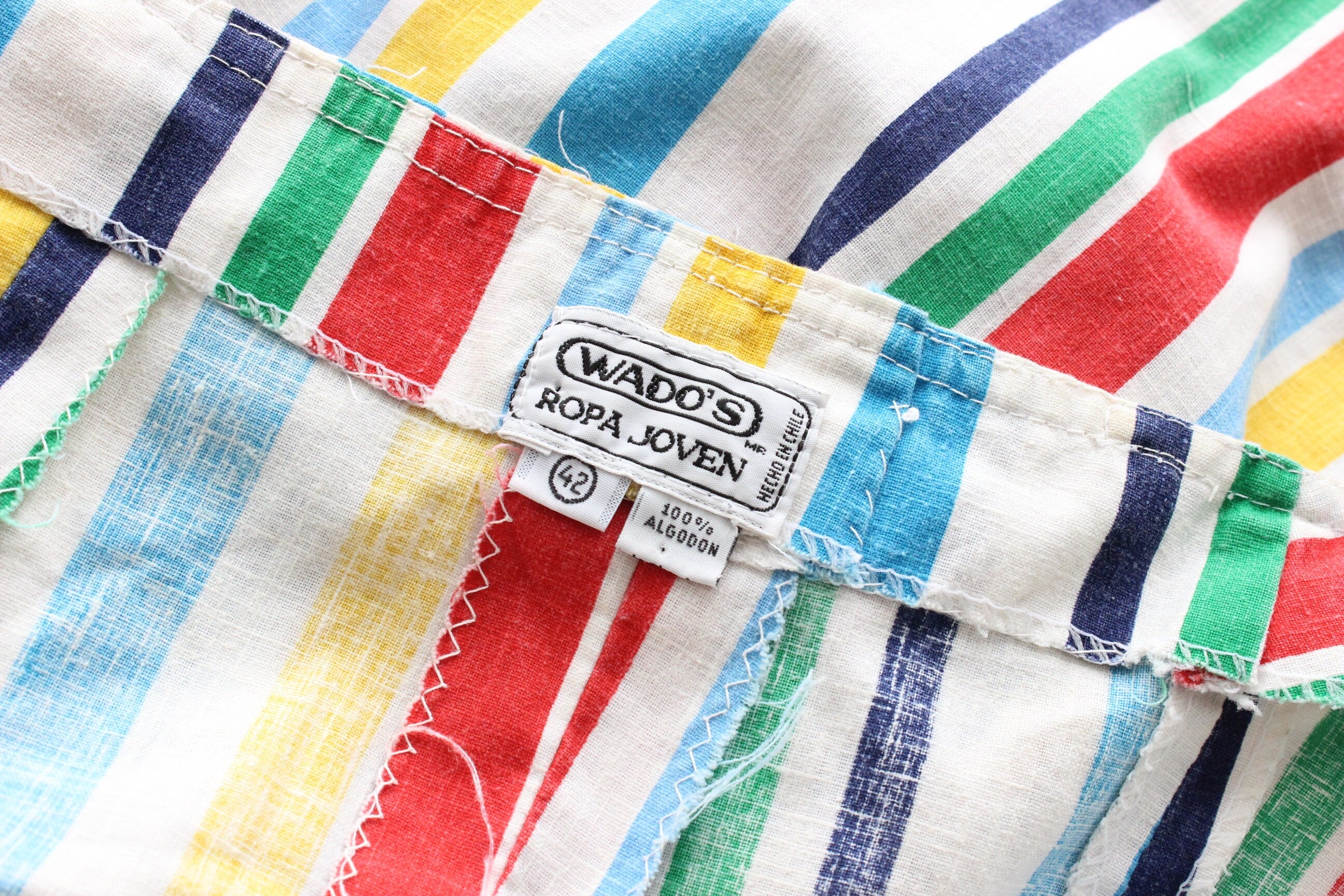 70s Chilean Cotton Rainbow Stripe A-Line Mini