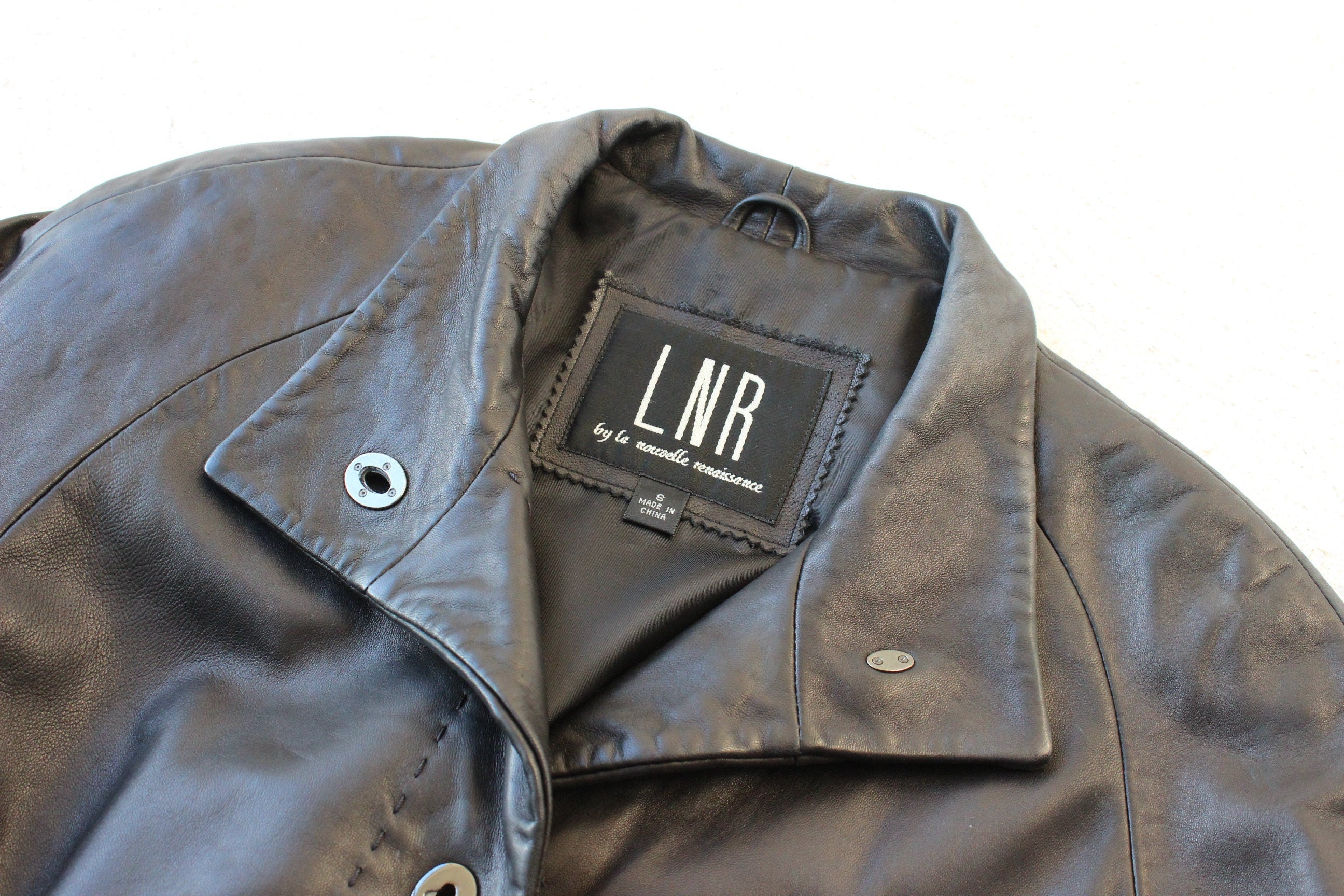 Y2K Ridiculously Soft Minimal Leather High Collar Jacket