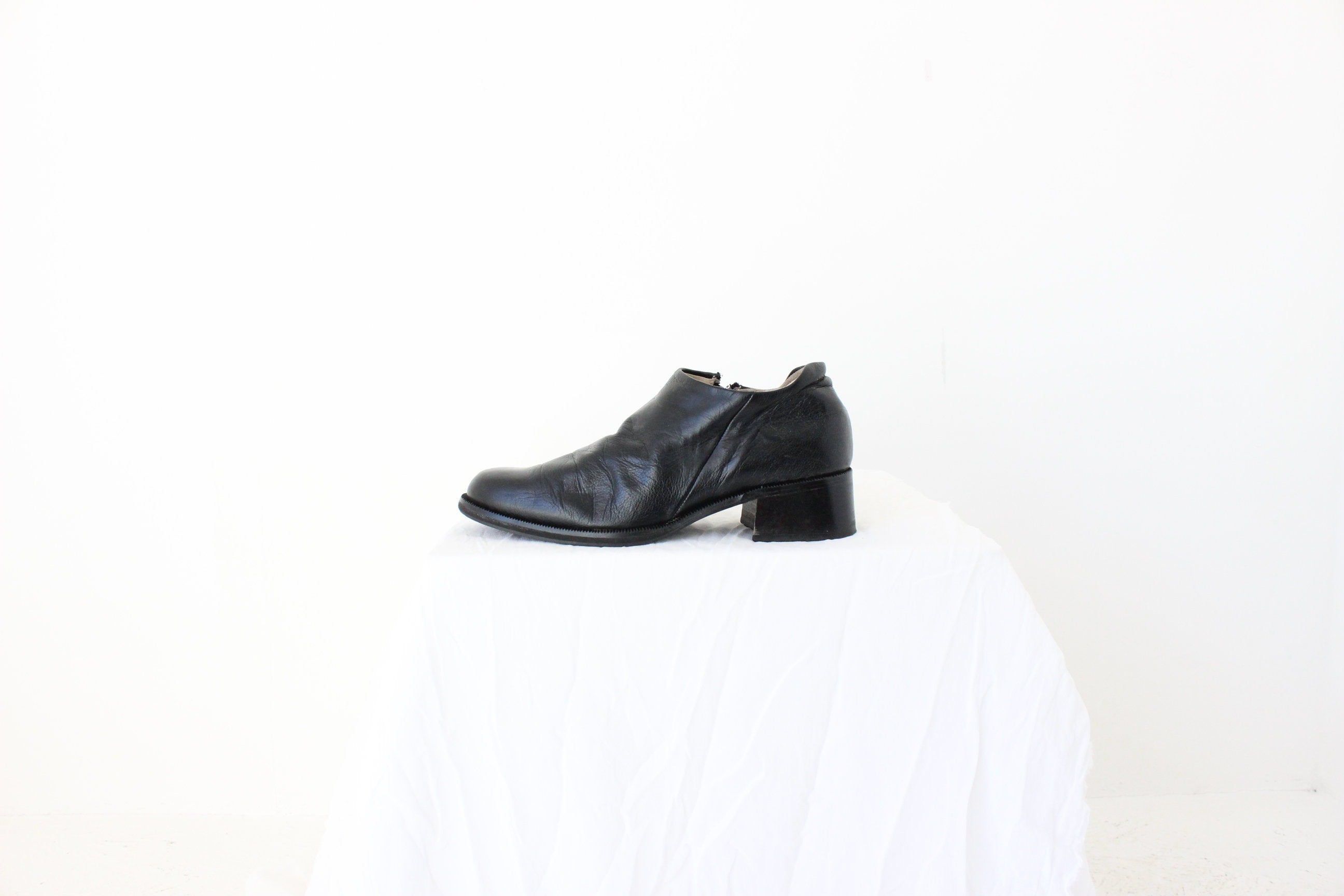 90s Leather New Zealand Made Minimal Boot / Loafer / Brogue Hybrid - Euro 38