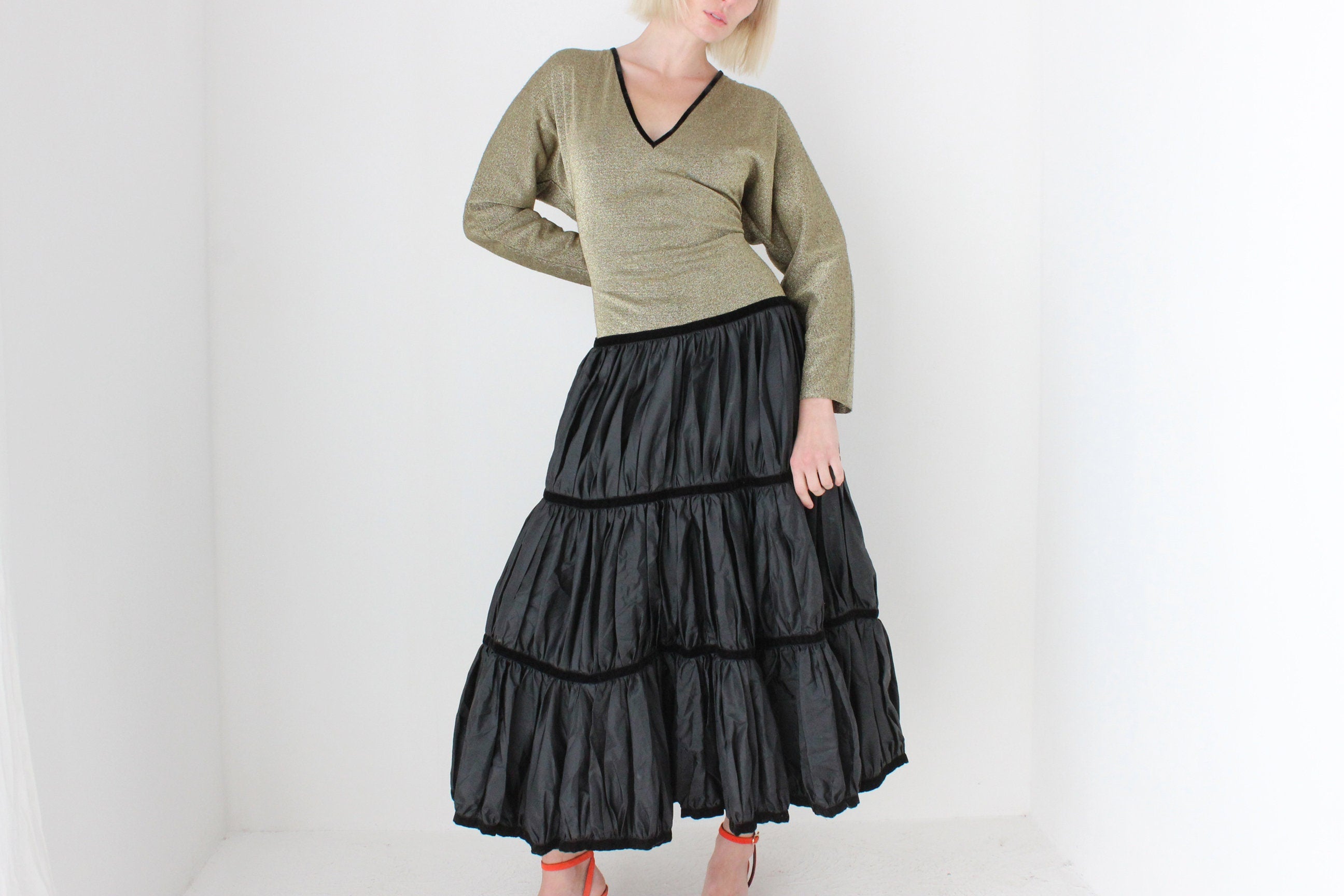 80s 'Oblique' Australian Made Lurex & Taffeta Puff Dress