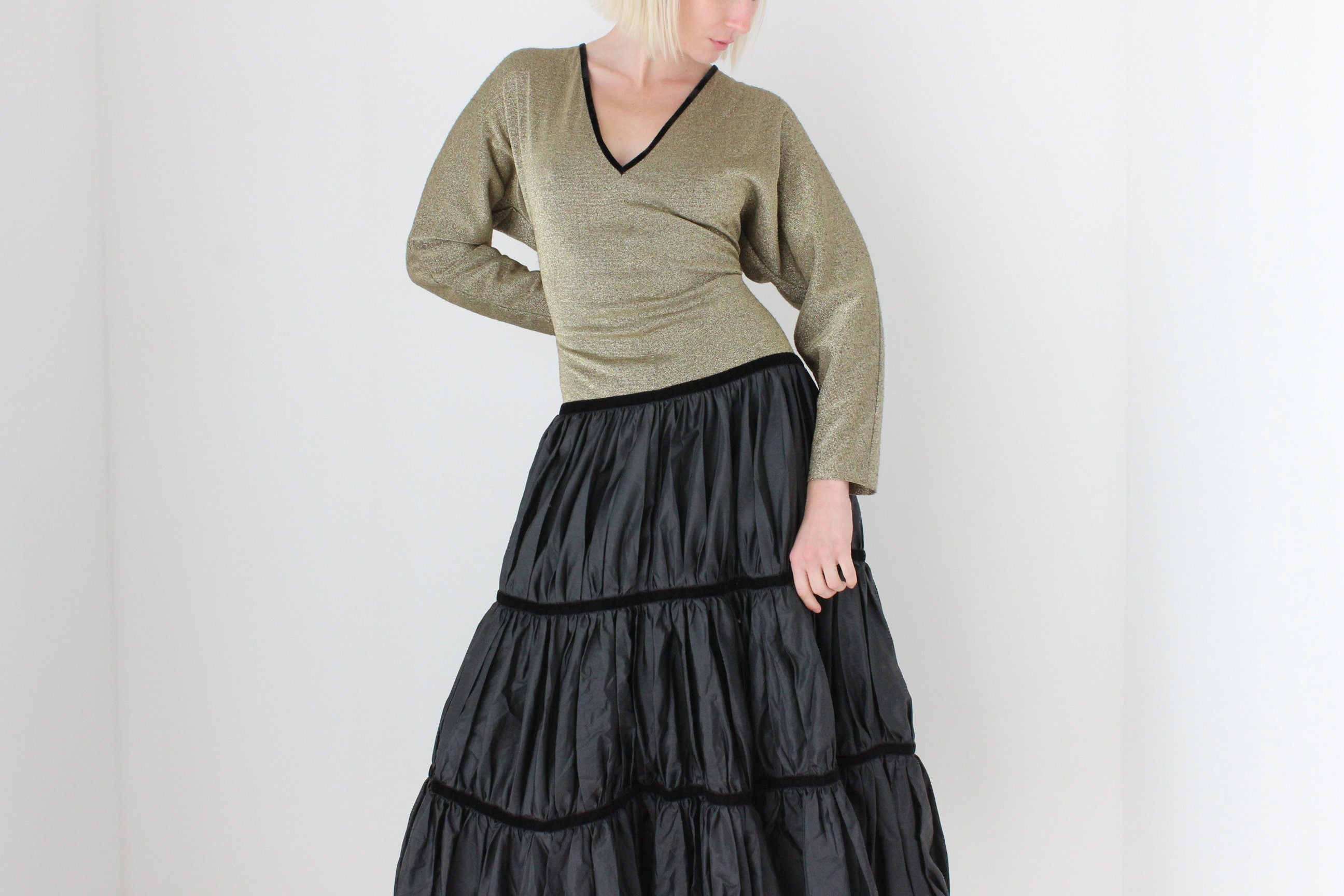 80s 'Oblique' Australian Made Lurex & Taffeta Puff Dress