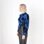 Y2K Psychedelic Blue Abstract Stretch Fitted Long Sleeve Top