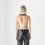 80s Glitter Metallic Lamé Zip Front Collared Bustier