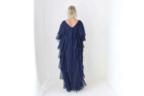 Avant Garde 80s Dramatic Tiered Ruffle Gown