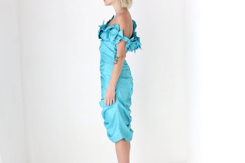 80s Taffeta Ruffle & Ruched Party Starter