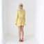 70s Hand Knit Lemon Yellow Mini Dress w/ Matching Beret