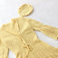 70s Hand Knit Lemon Yellow Mini Dress w/ Matching Beret