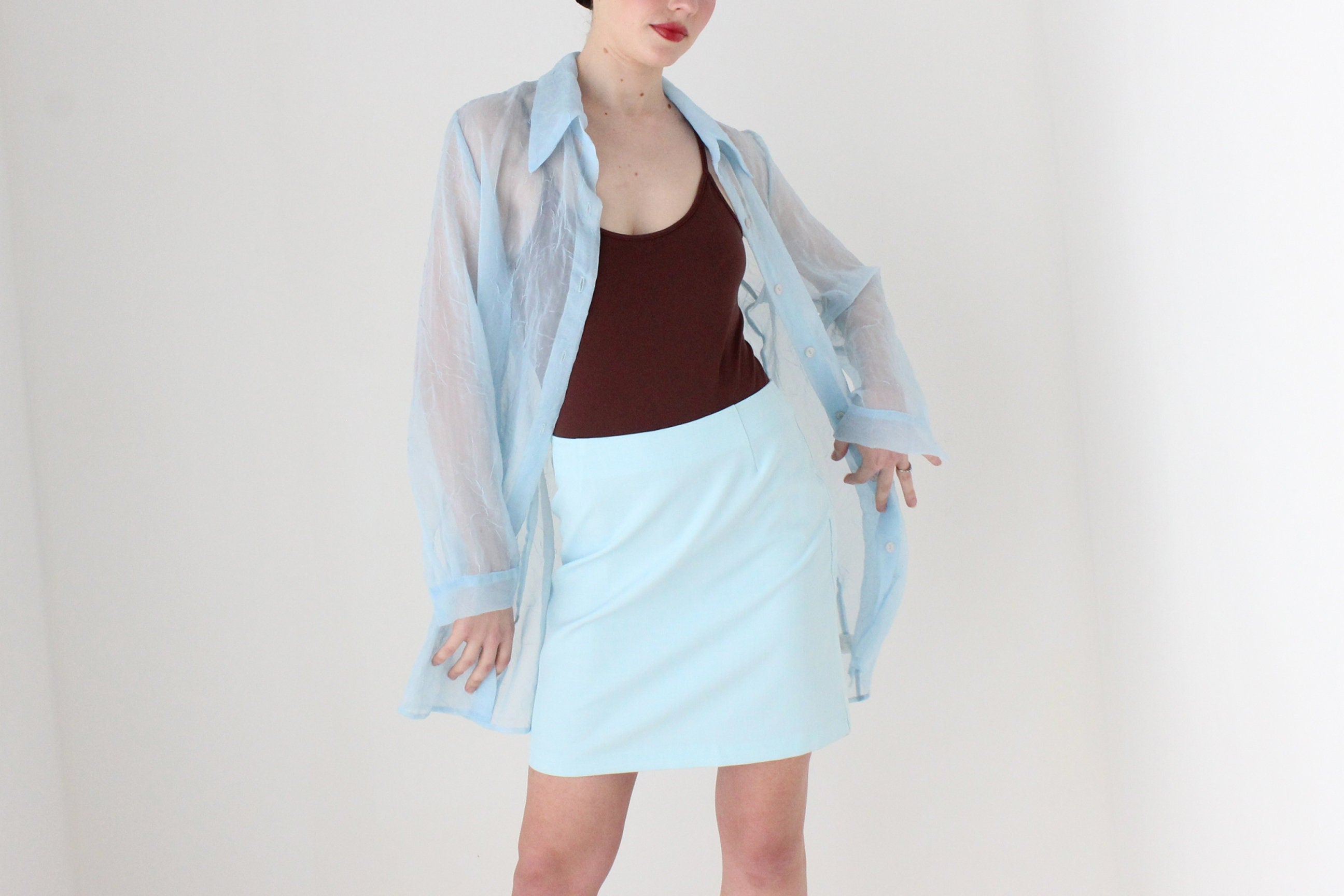 BALLETCORE 90s Barometer Baby Blue Mini Skirt