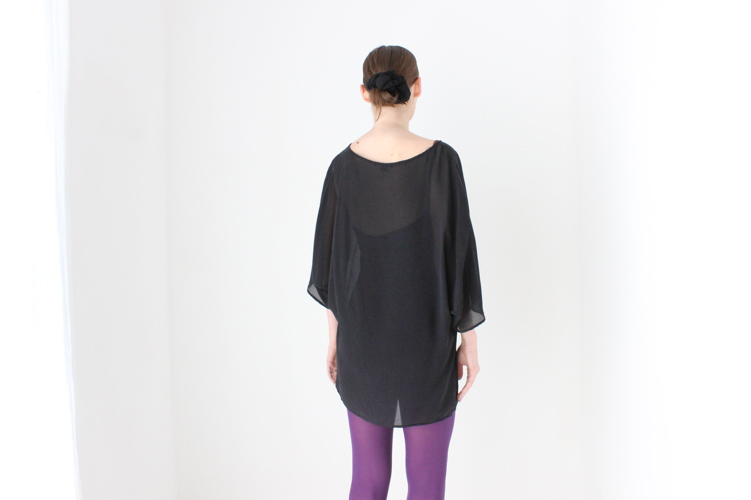 BALLETCORE 2000s Designer Pure Silk Kimono Sleeve Top