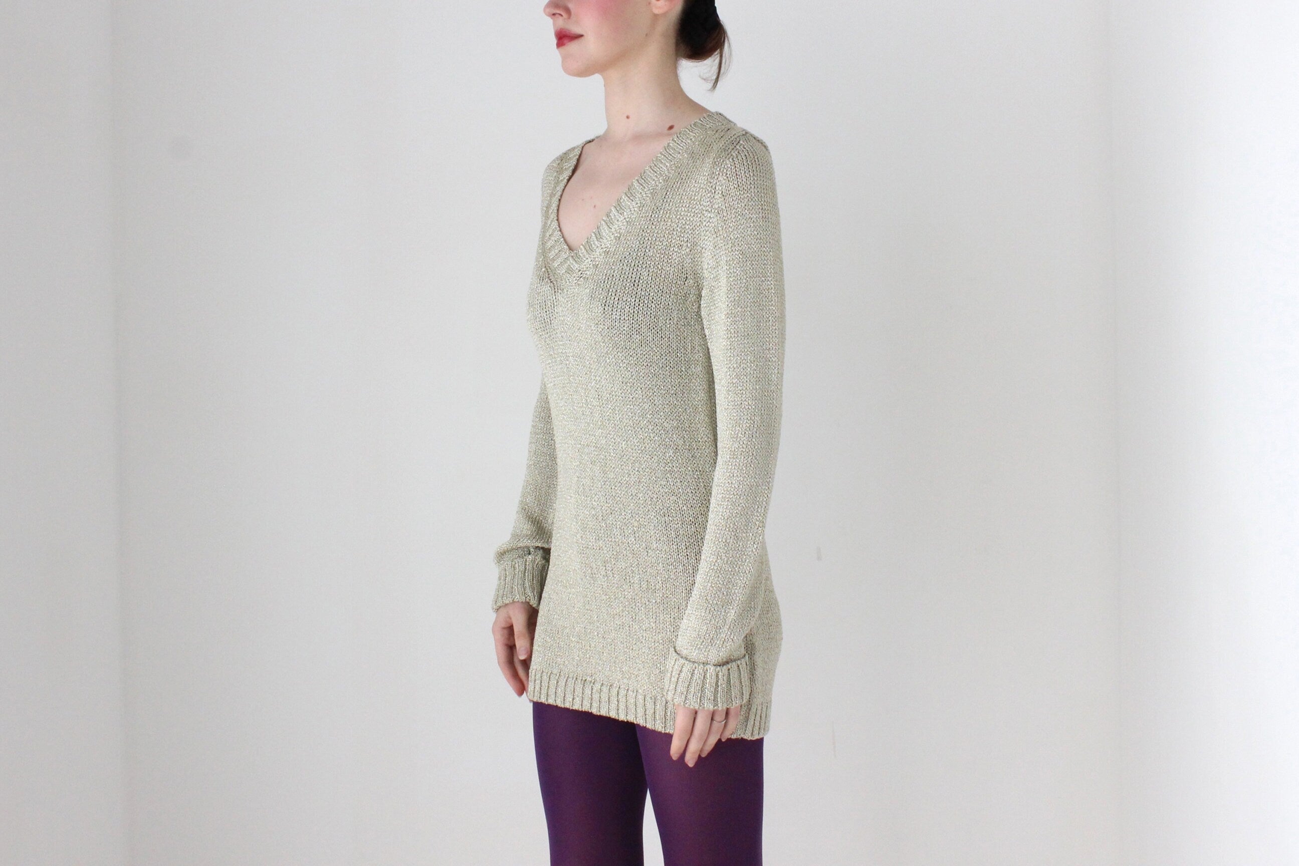 BALLETCORE Y2K Golden Glitter Lurex Knit