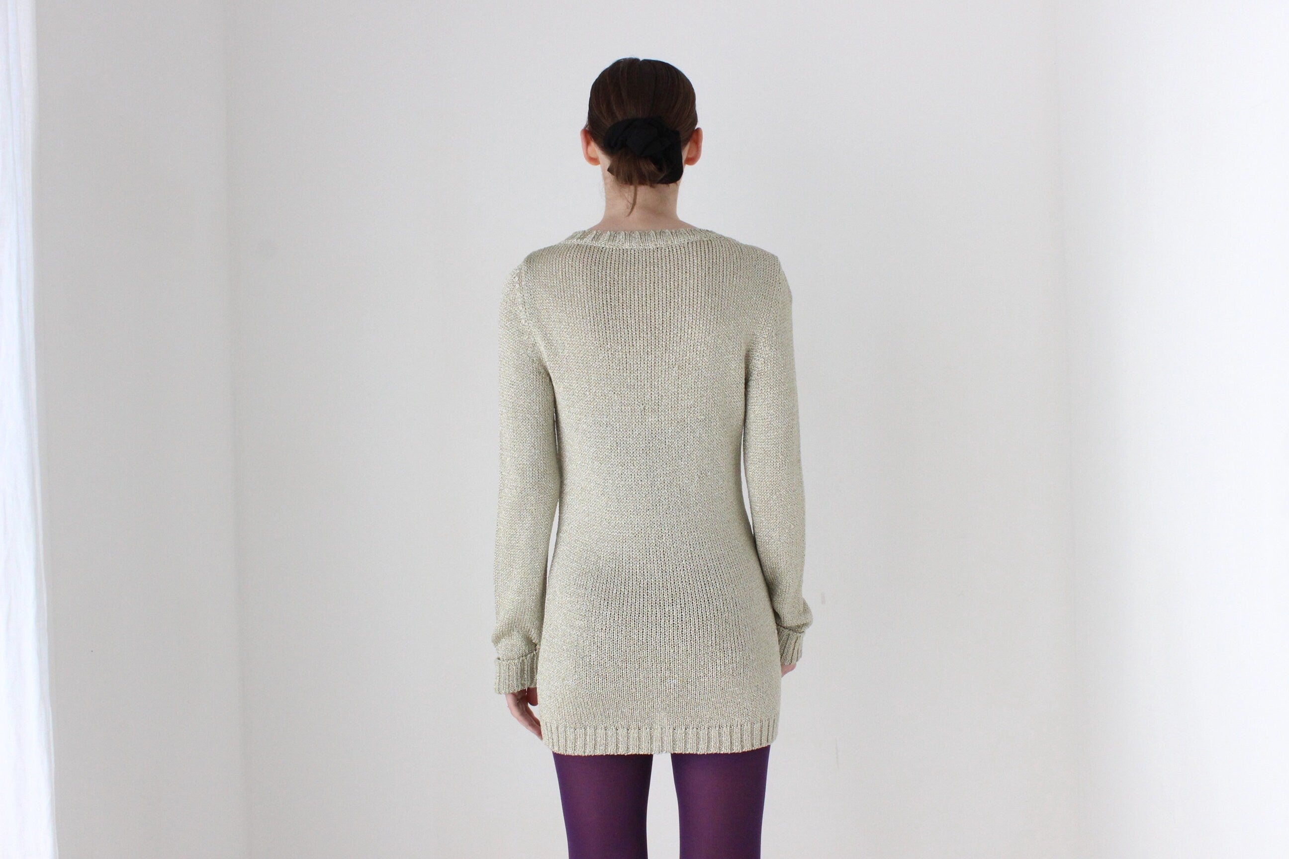 BALLETCORE Y2K Golden Glitter Lurex Knit