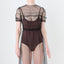 BALLETCORE Sheer Black Tulle Puff Sleeve Maxi Dress