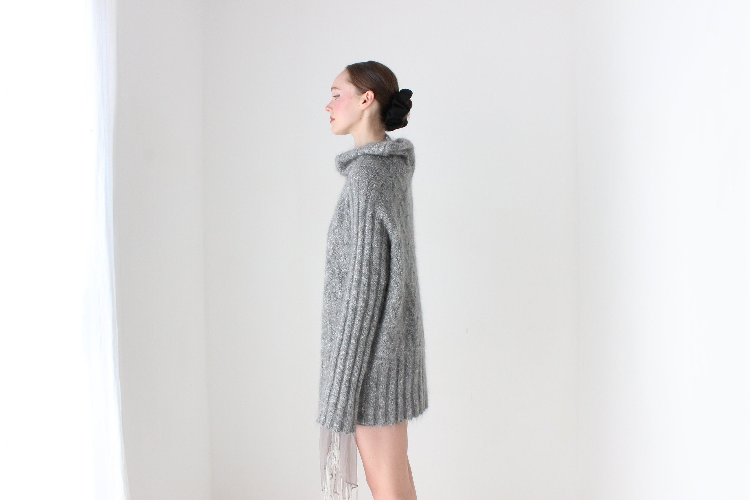 BALLETCORE 80s Escada Mohair Blend Off Shoulder Sweater Dress