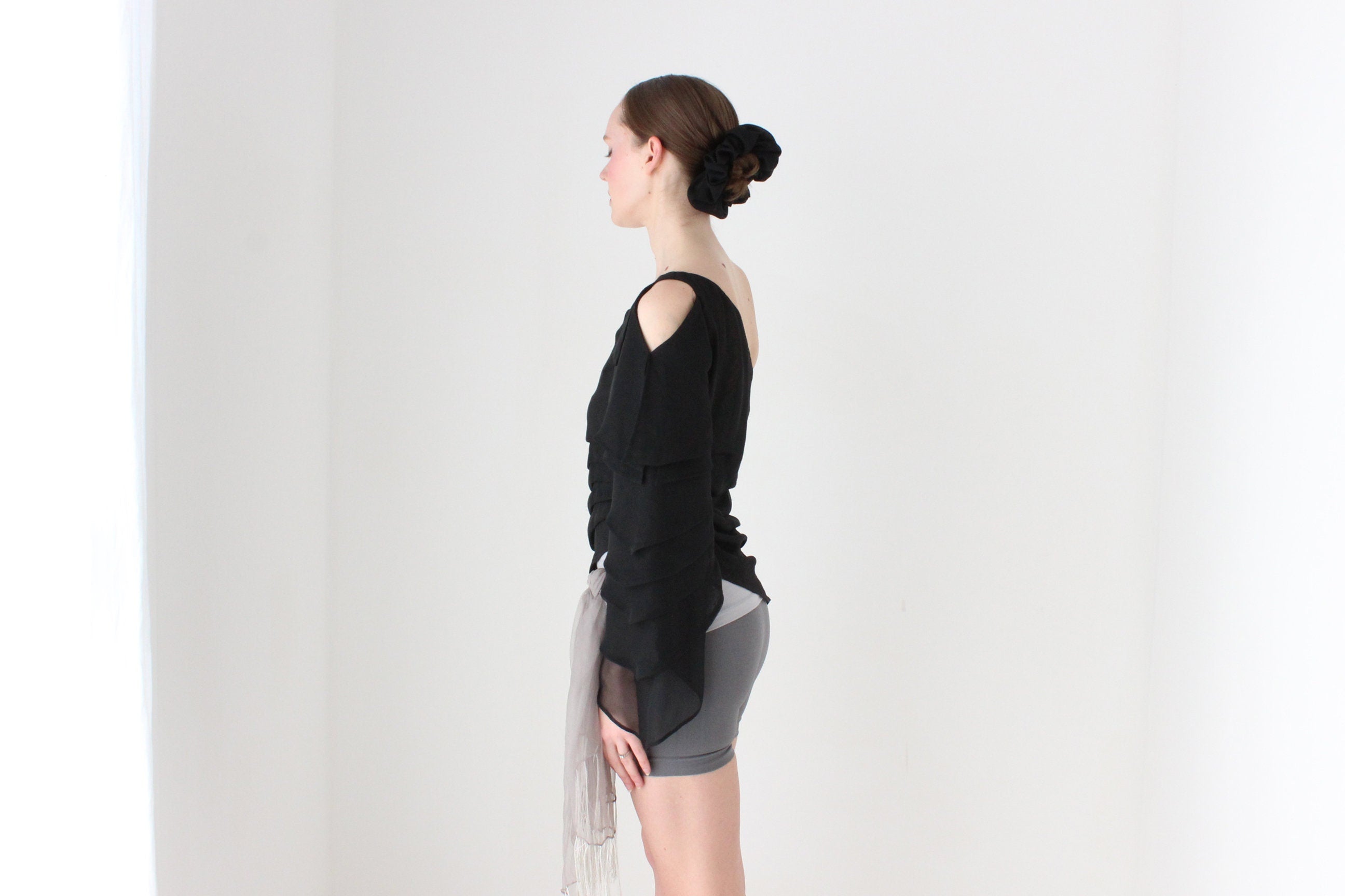 BALLETCORE Y2K Designer One Shoulder Origami Top