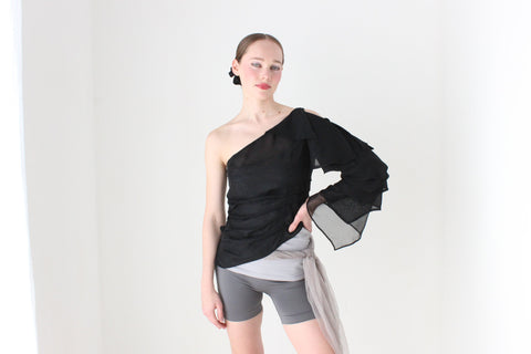 BALLETCORE Y2K Designer One Shoulder Origami Top