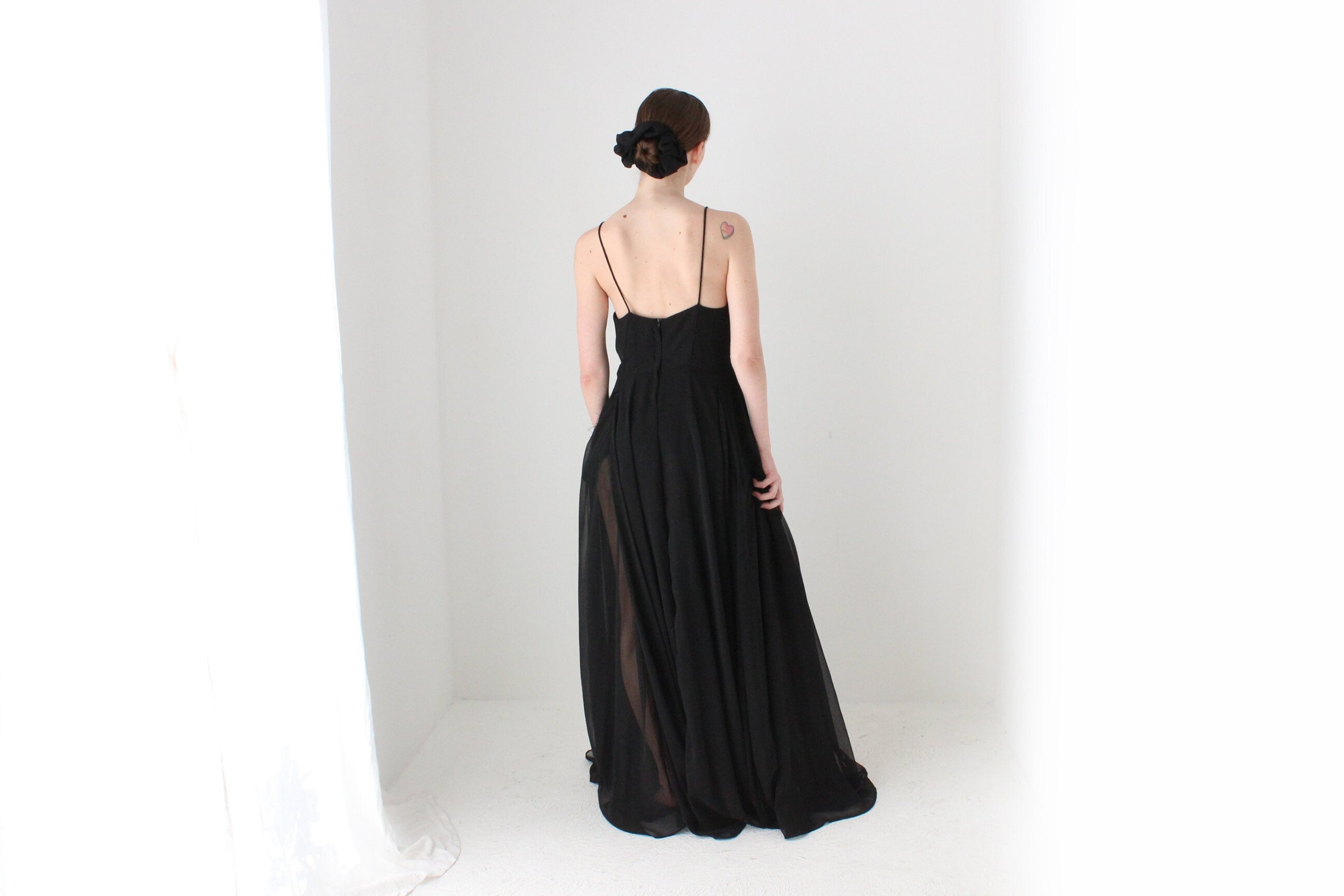 BALLETCORE Y2K Designer 'Religion' Dramatic Layered Crepe Chiffon Formal Gown