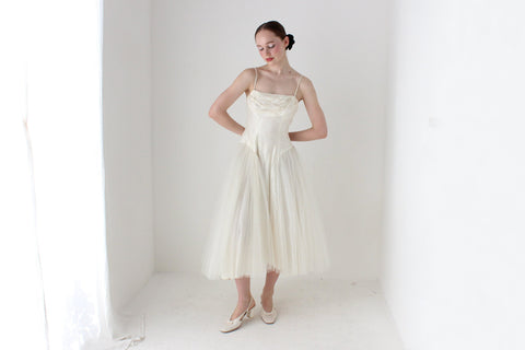 BALLETCORE 1950s Silk & Tulle Hand Made Wedding Dress