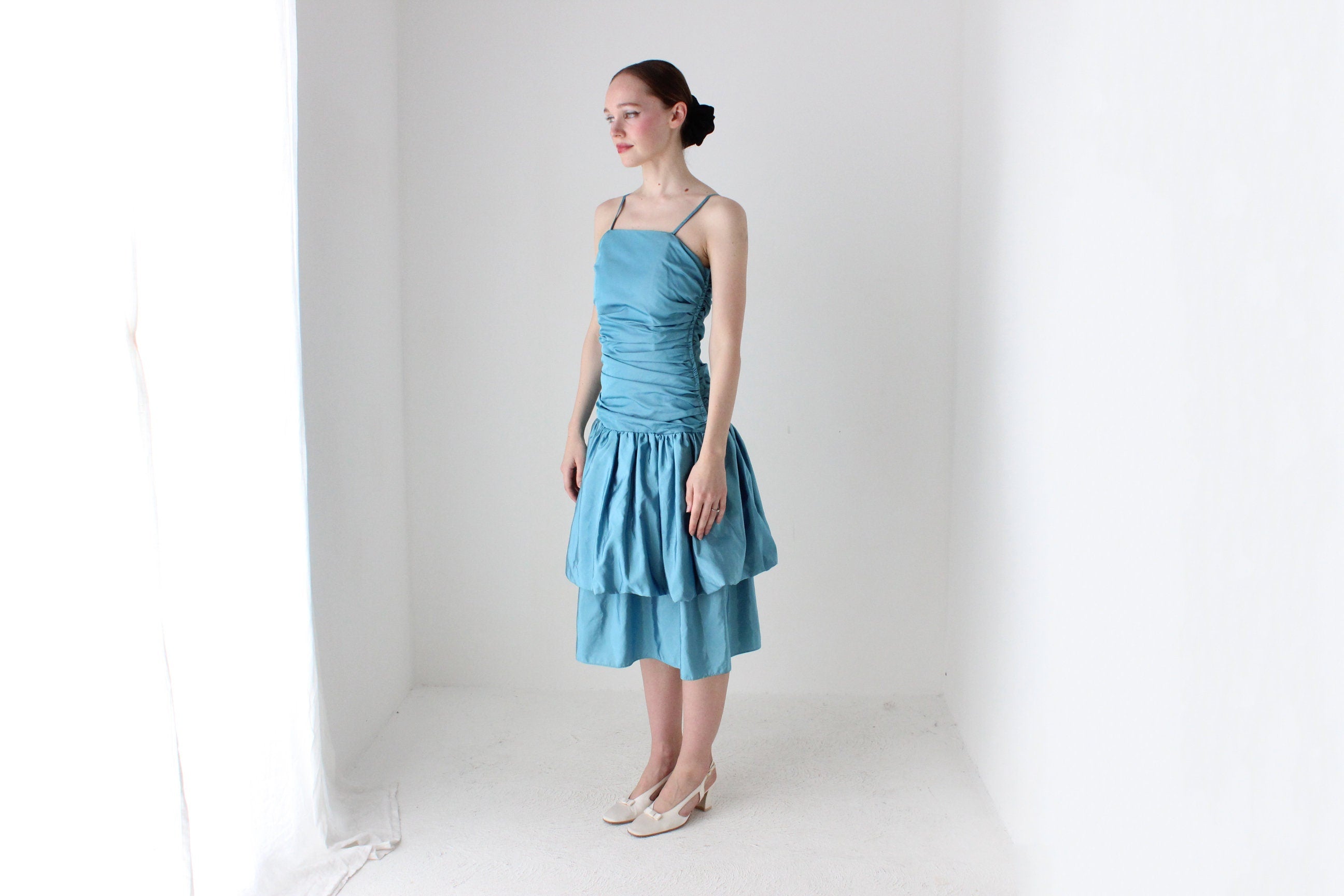 BALLETCORE 80s Taffeta Ruched Bubble Dress