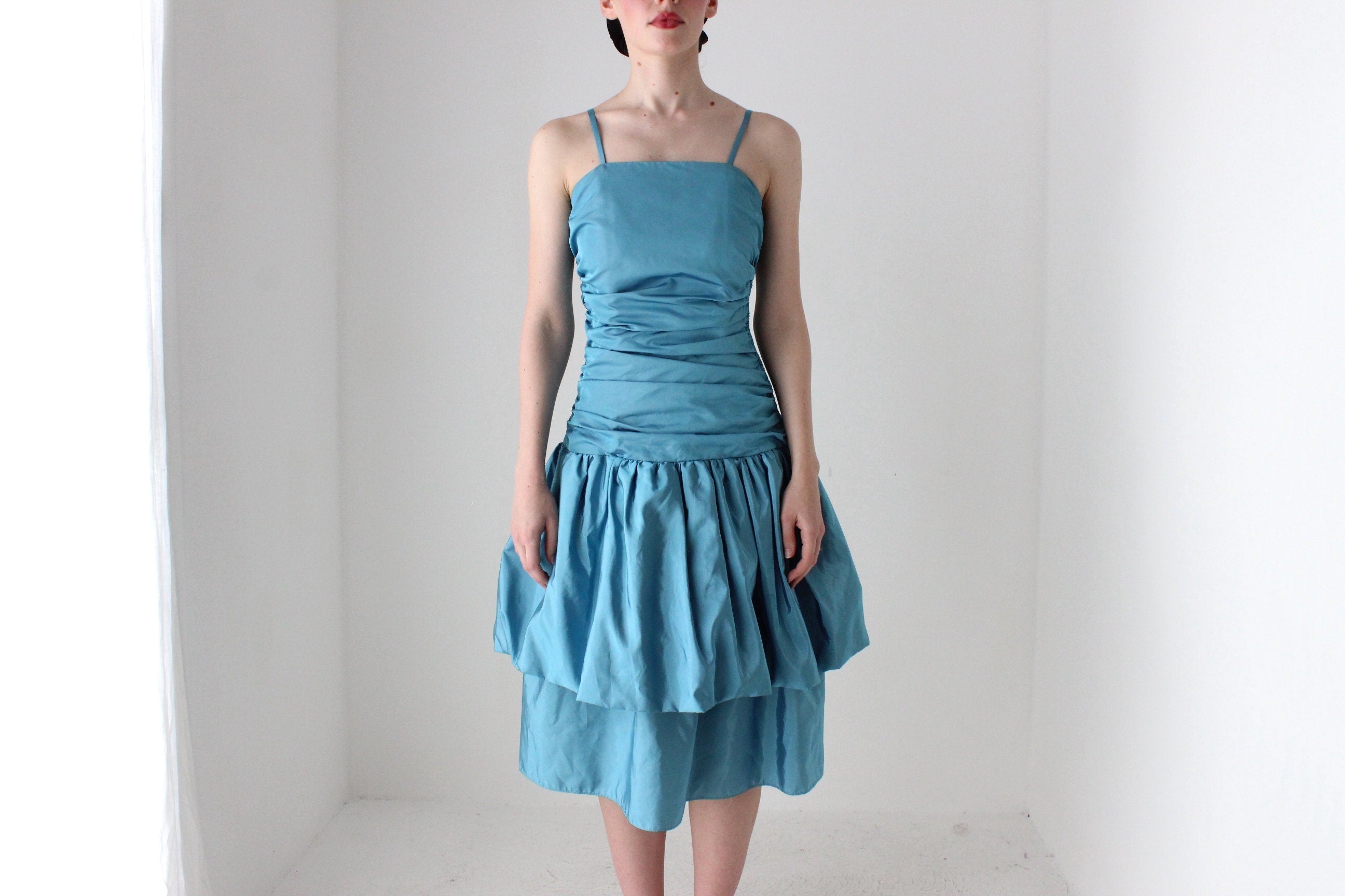 BALLETCORE 80s Taffeta Ruched Bubble Dress