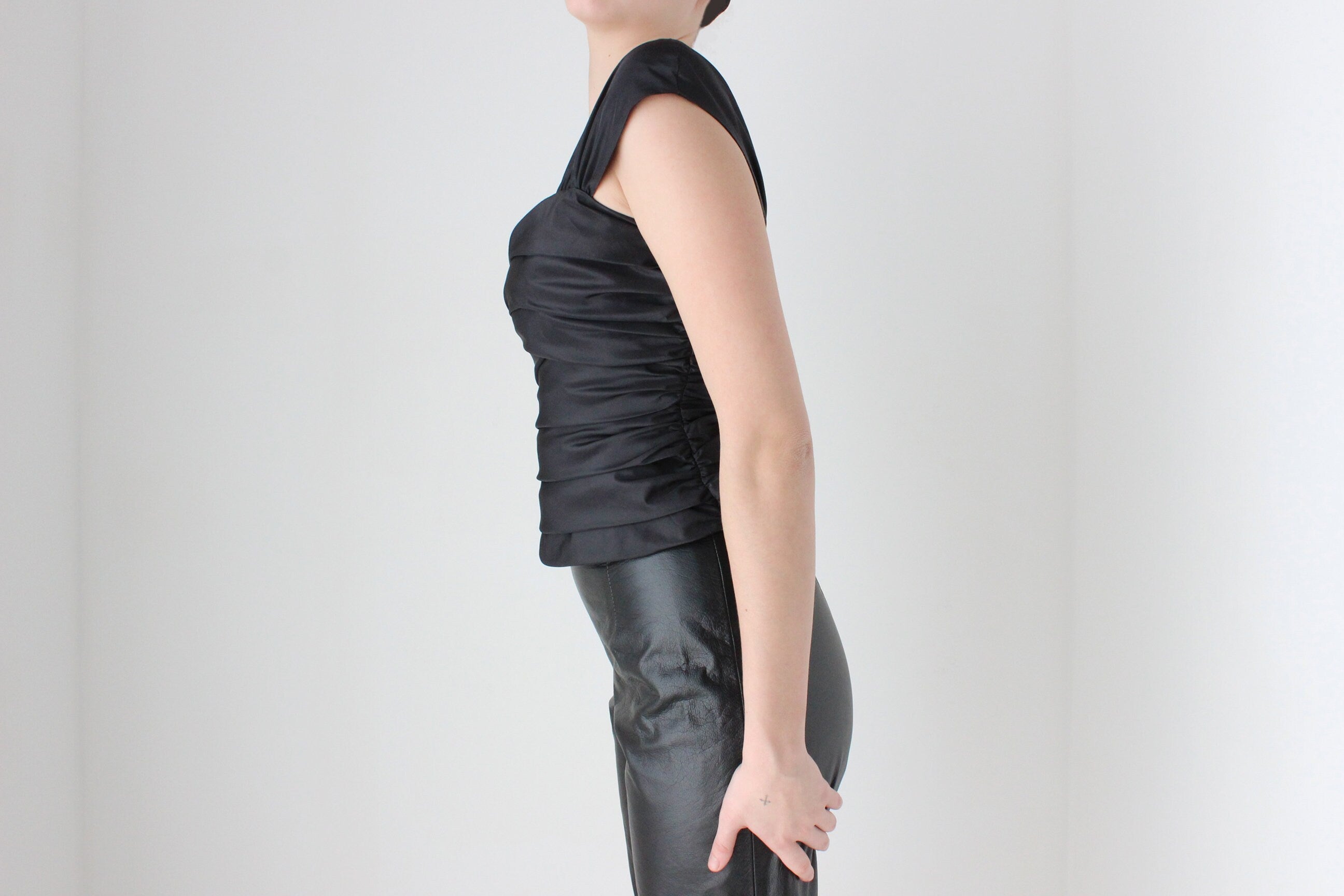 BALLETCORE 80s Taffeta Ruched Fitted Origami Corset Top