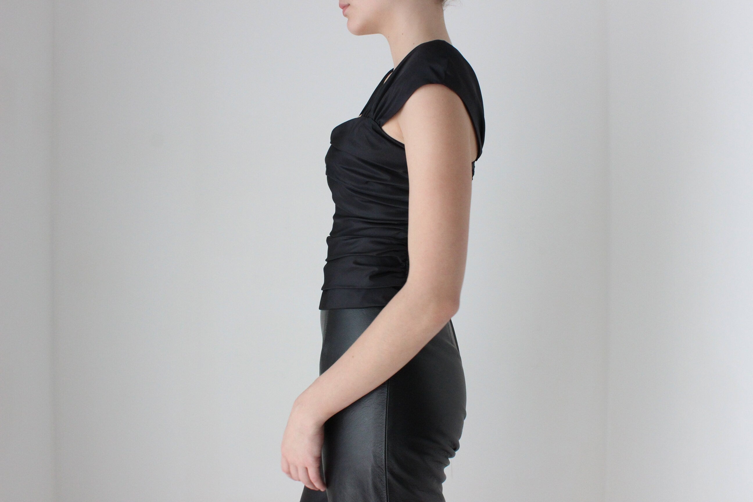 BALLETCORE 80s Taffeta Ruched Fitted Origami Corset Top