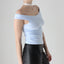 BALLETCORE 90s Baby Blue Off Shoulder Cotton Lycra Top