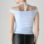 BALLETCORE 90s Baby Blue Off Shoulder Cotton Lycra Top