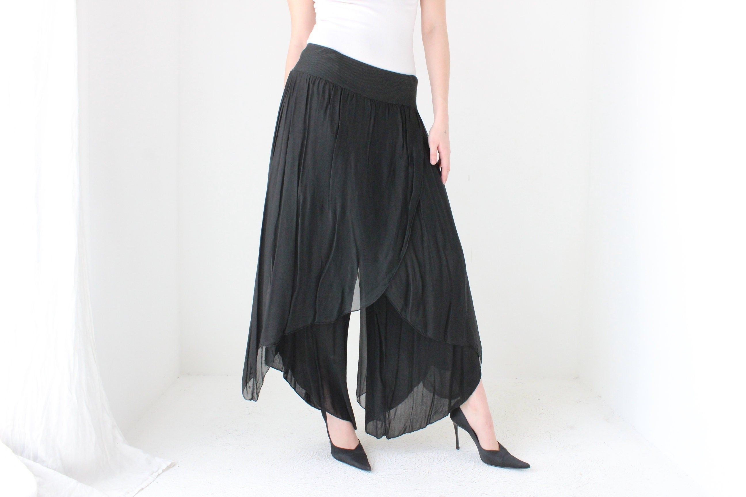 BALLETCORE 90s Italian Silk Layered Pants