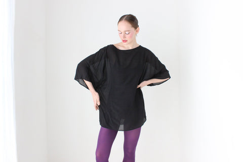 BALLETCORE 2000s Designer Pure Silk Kimono Sleeve Top