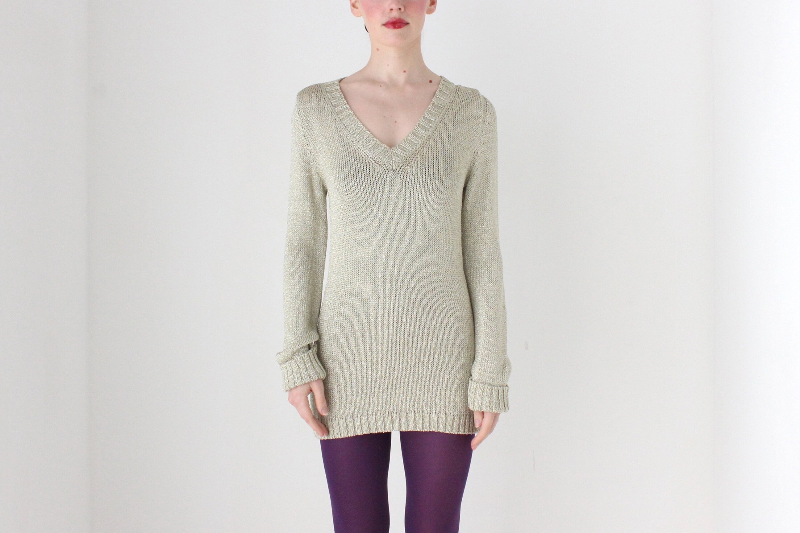 BALLETCORE Y2K Golden Glitter Lurex Knit