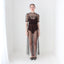 BALLETCORE Sheer Black Tulle Puff Sleeve Maxi Dress