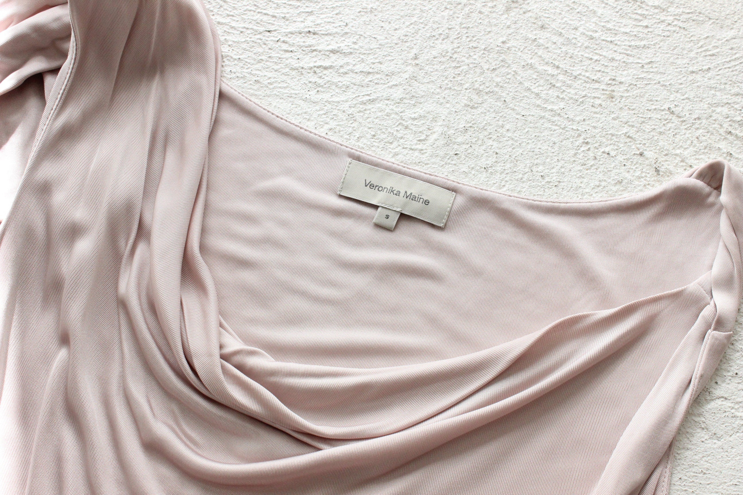 BALLETCORE Y2K Draped Palest Pink Asymmetric Textural Top