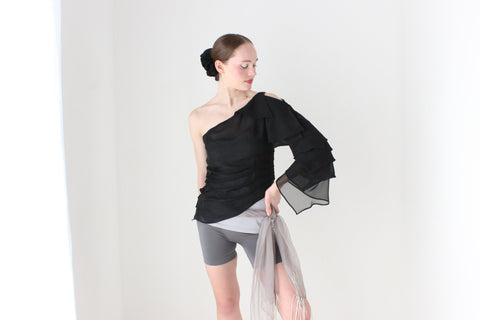 BALLETCORE Y2K Designer One Shoulder Origami Top