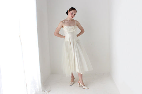BALLETCORE 1950s Silk & Tulle Hand Made Wedding Dress