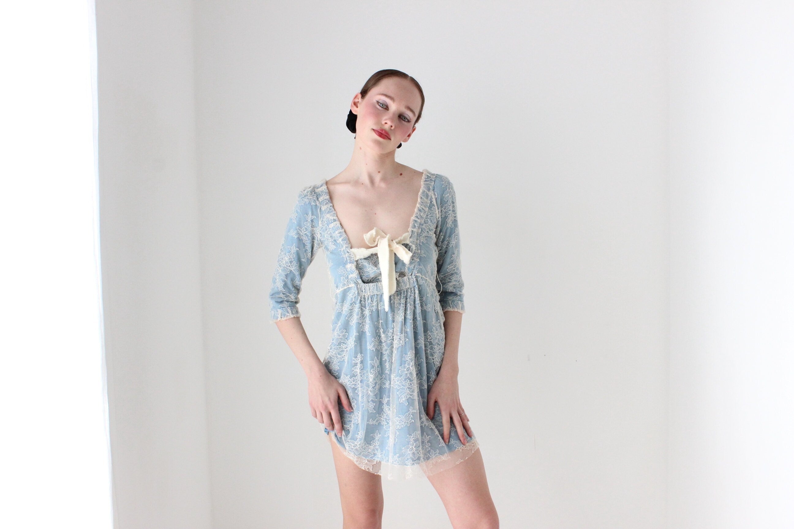 BALLETCORE Romantic Y2K Marc Jacobs Lace Babydoll Mini Dress