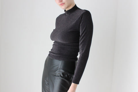 BALLETCORE 90s Glitter Knit Stretch Fitted Top