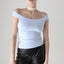 BALLETCORE 90s Baby Blue Off Shoulder Cotton Lycra Top